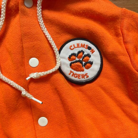 Clemson University Tiger vintage orange snap varsity hooded sweatshirt SIZE 3-6M - Picture 3 of 4